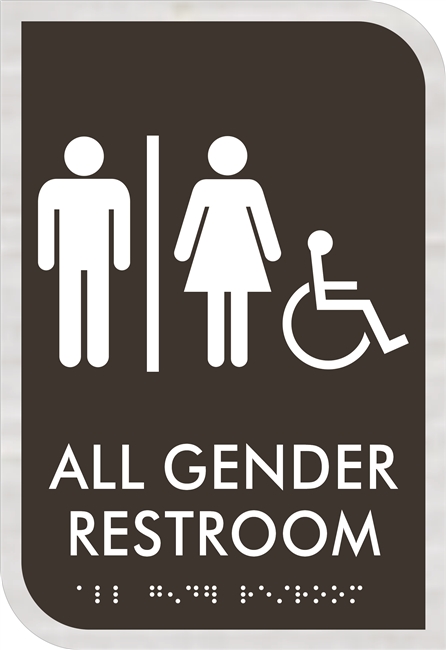 All Gender Handicap Restroom ADA Braille Sign