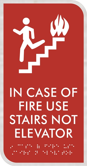 In Case of Fire with Multiple Background Colors | Braille Sign Pros LLC