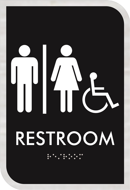 Unisex Handicap Restroom Ada Braille Sign