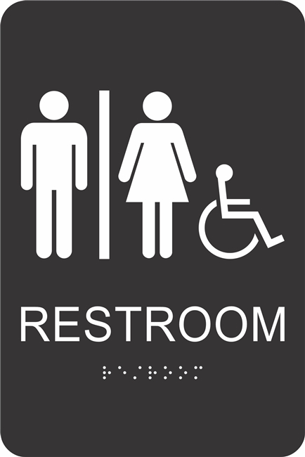 Unisex Handicap Restroom ADA Braille Sign